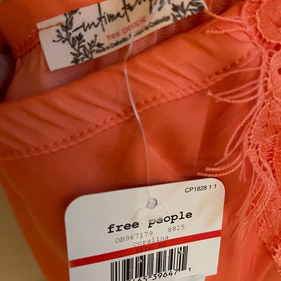 NWT free people orange satin eyelash lace cut out back thong mesh bodysuit XXS/S - Picture 9 of 13